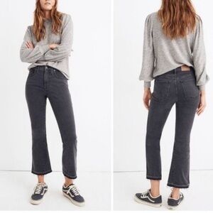 Madewell Cali Demi-Boot Jeans Black Wash Denim Raw Hem Size 26 Womens